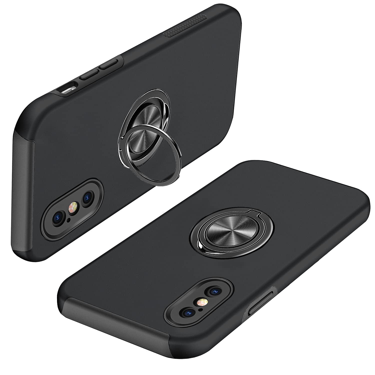 iPhone X ブラック ケース付き Amazon.co.jp: iPhone XS ケース iPhoneX ケース リング付き pc+